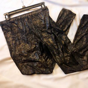 Forever 21 Gold and Black Faux Snakeskin Leggings